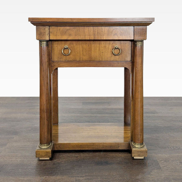 Two Drawer Side Table with Shelf