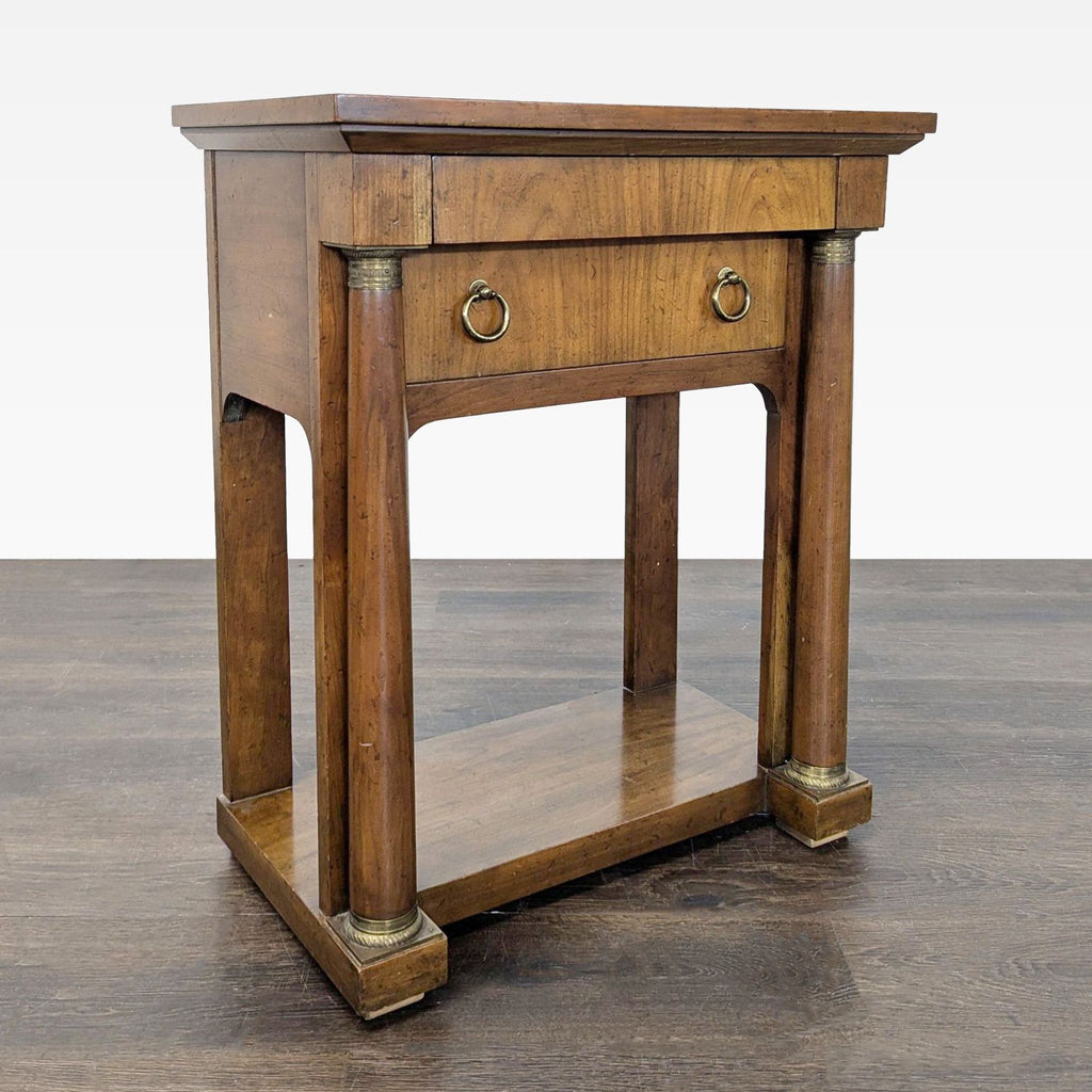 Two Drawer Side Table with Shelf