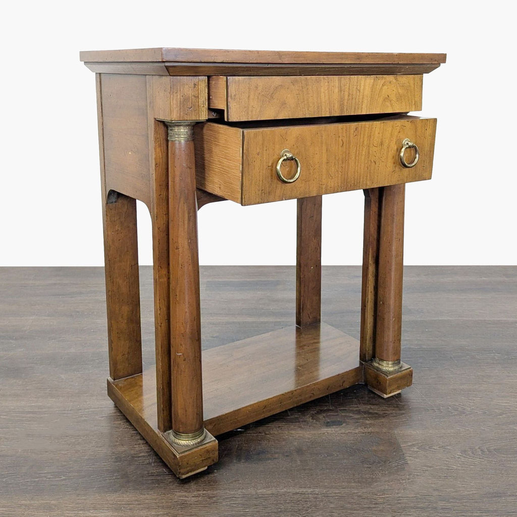 Two Drawer Side Table with Shelf
