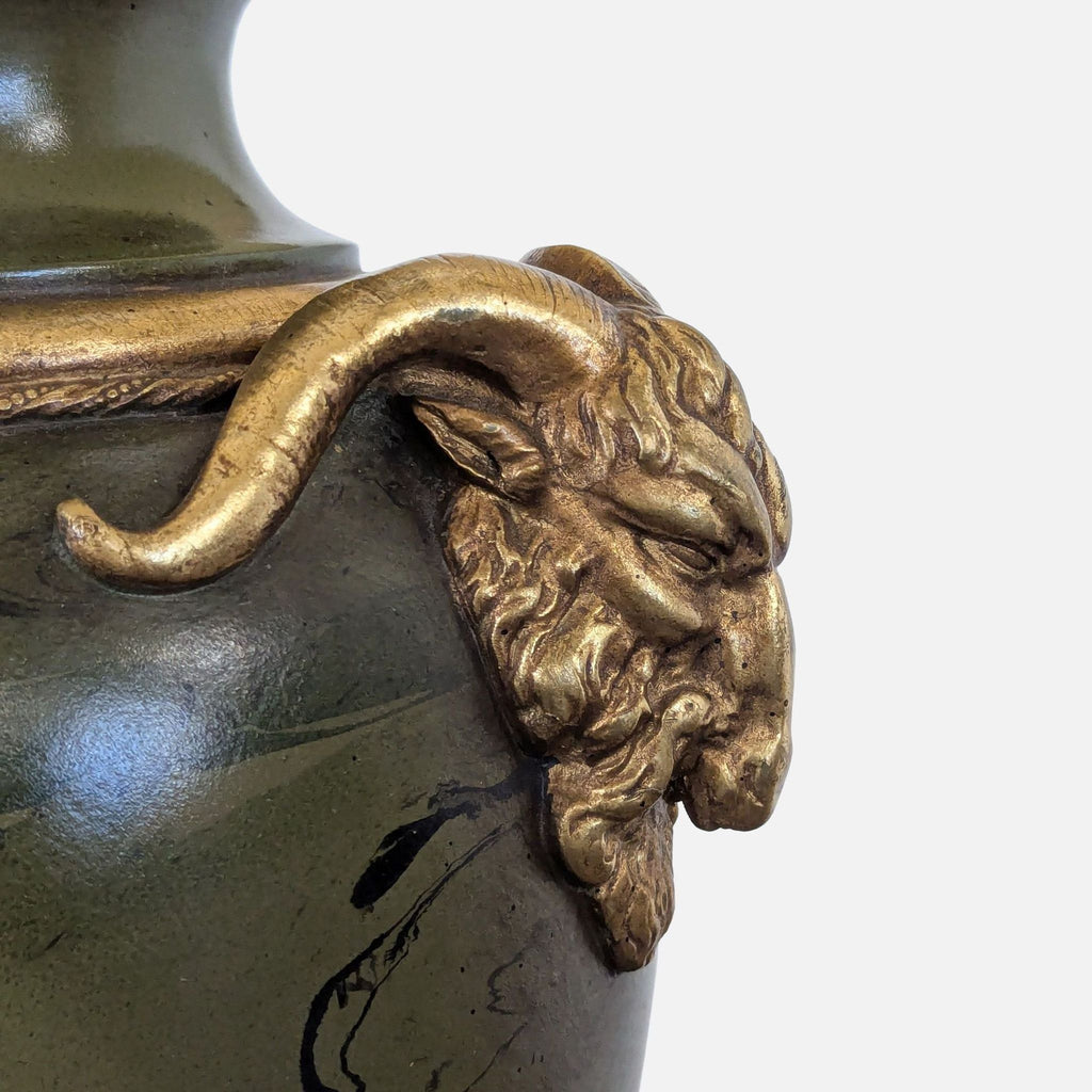 Neoclassical Ram’s Head Urn Table Lamp