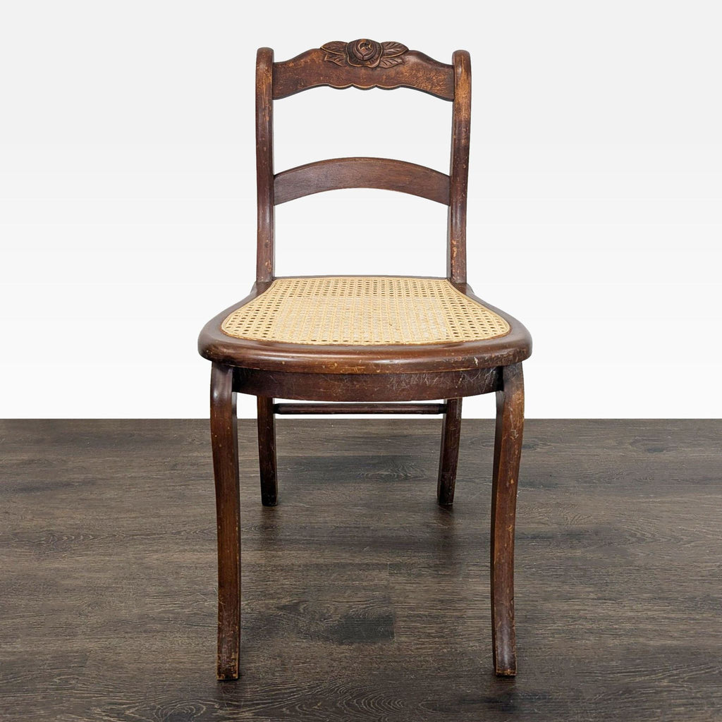 Carved Dining Side Chair with Cane Seat