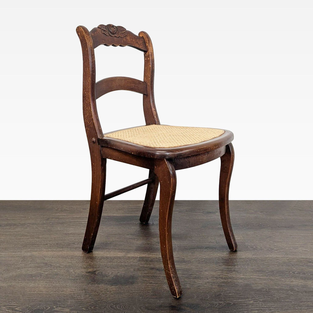 Carved Dining Side Chair with Cane Seat
