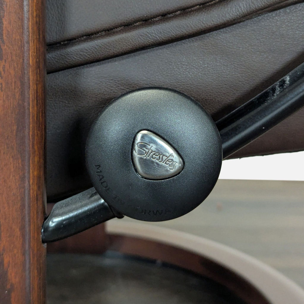 Stressless Ekornes Lounge Chair with Ottoman – Dark Brown Leather & Wood Base