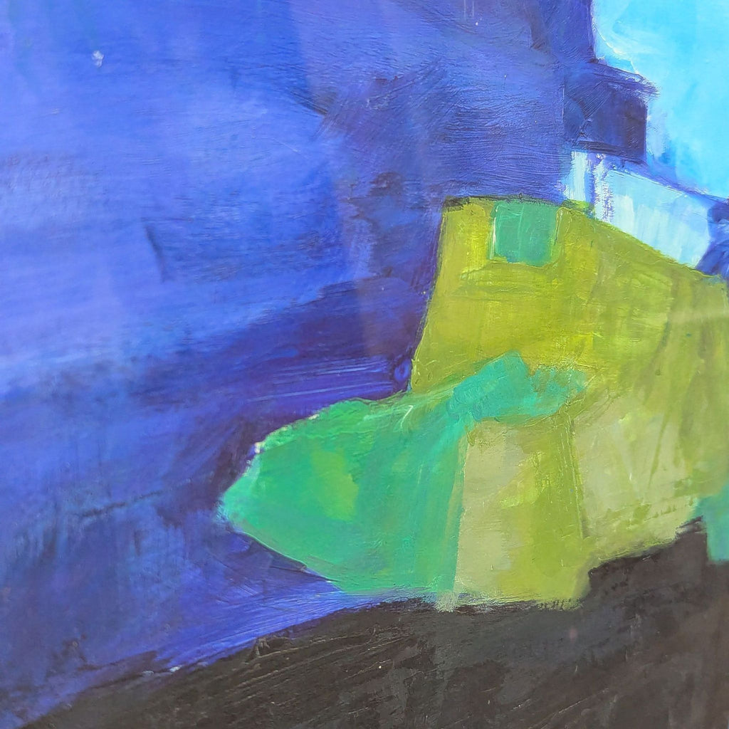 Art.com Framed Abstract Blue & Green Painting - Modern Wall Art