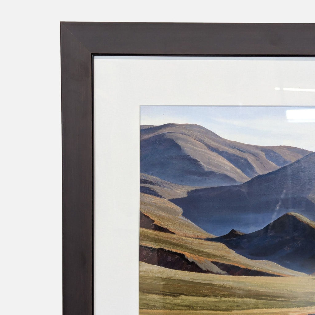 Nature-inspired artwork in a dark frame, featuring a detailed coastal view with waves and cliffs, from the Drawings & Paintings category.