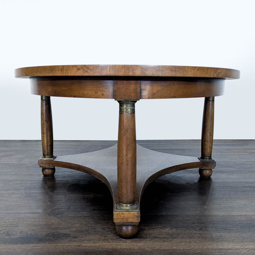 3. Stylish coffee table adorned with modern metal embellishments.