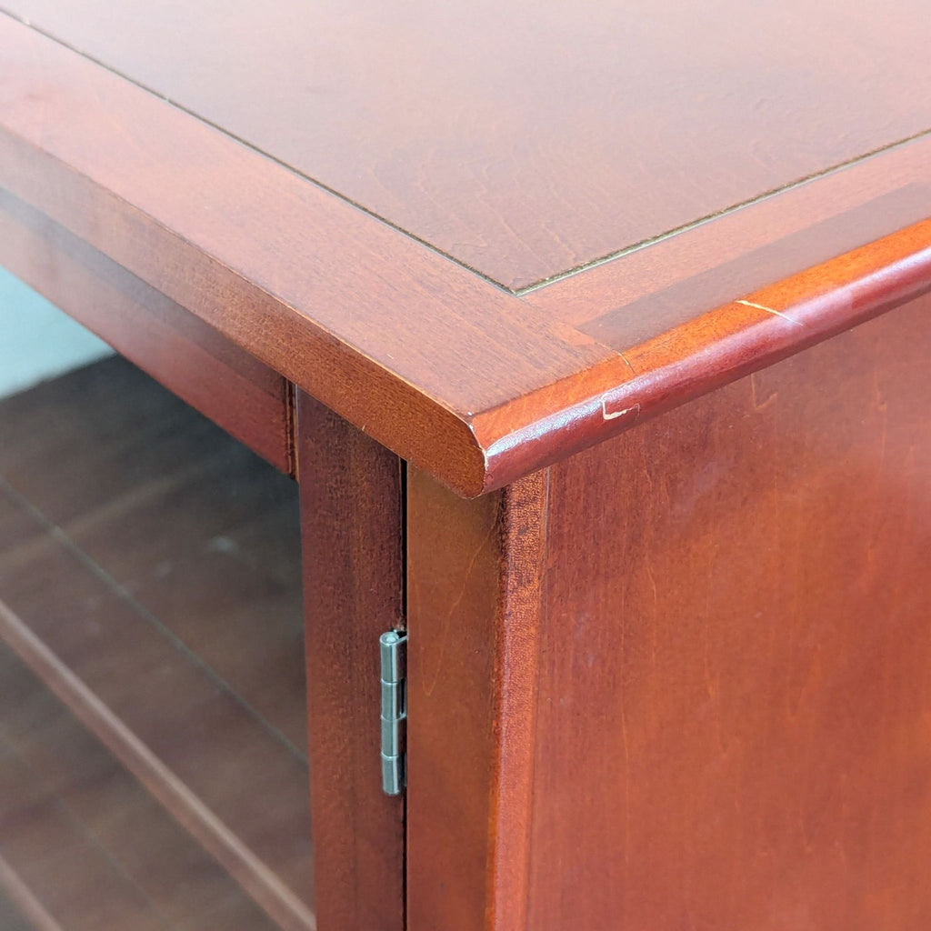 Wooden Cabinet with Glass Doors and Shelves