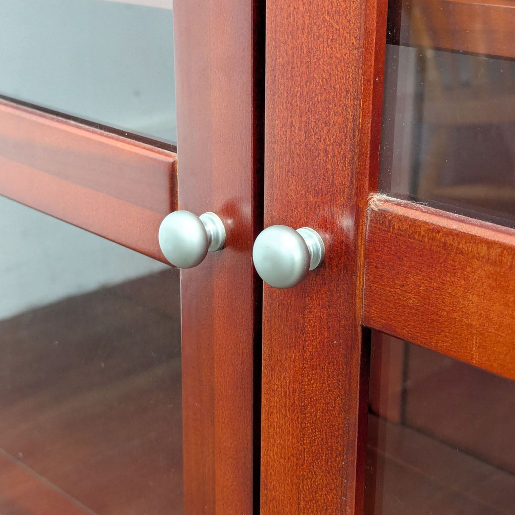Wooden Cabinet with Glass Doors and Shelves