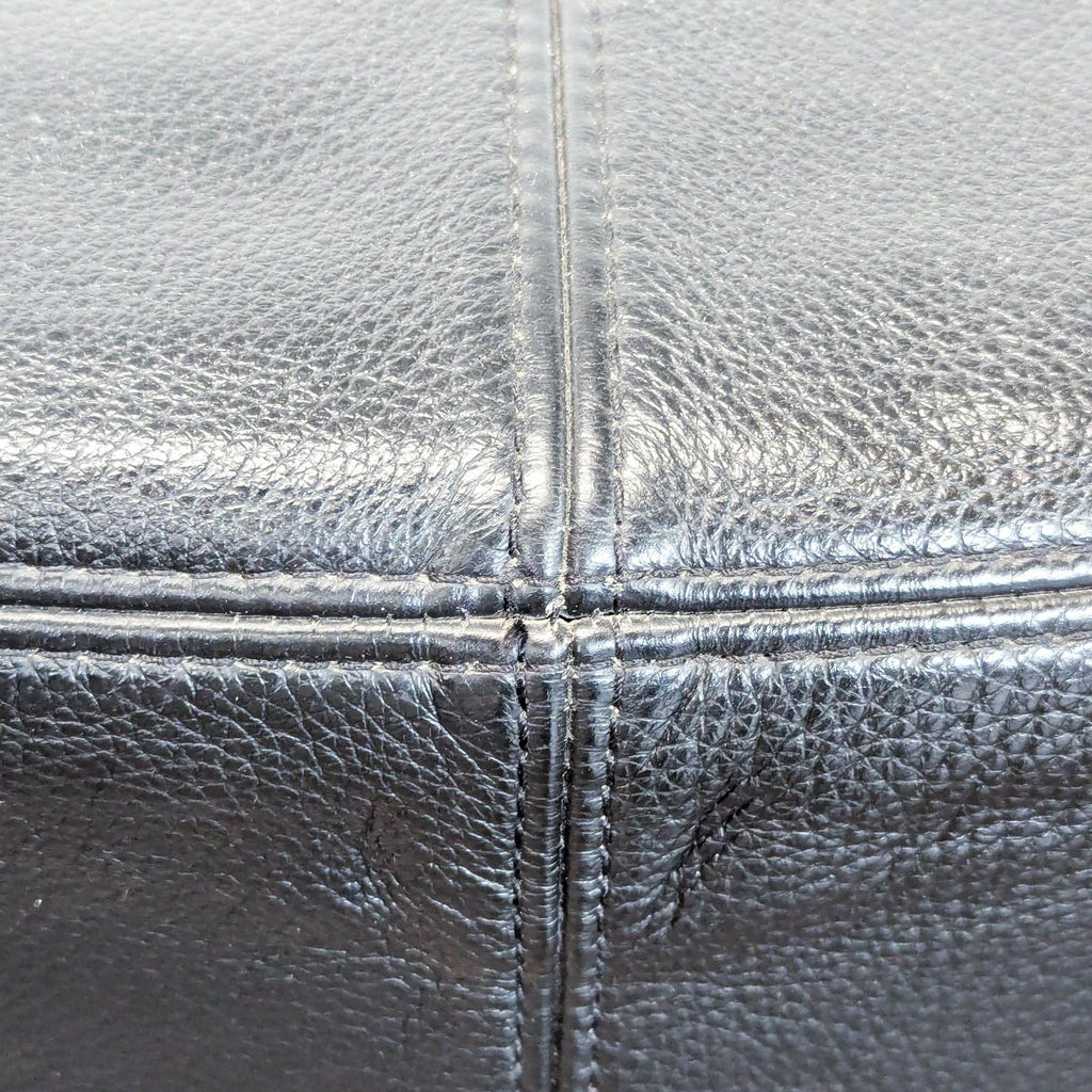 Round Leather Ottoman on Wheels