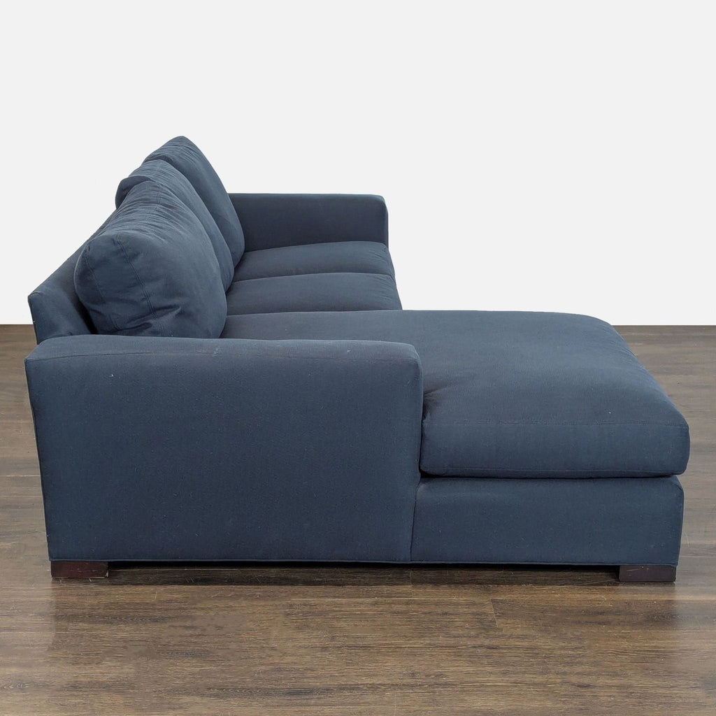 Room and Board Dark Blue Sectional Sofa with Chaise