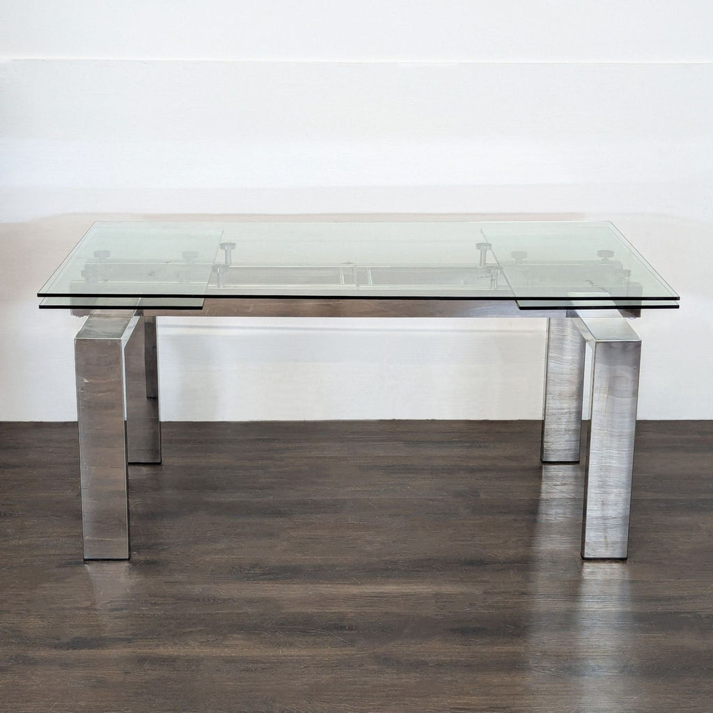 Glass and Chrome Extendable Dining Table