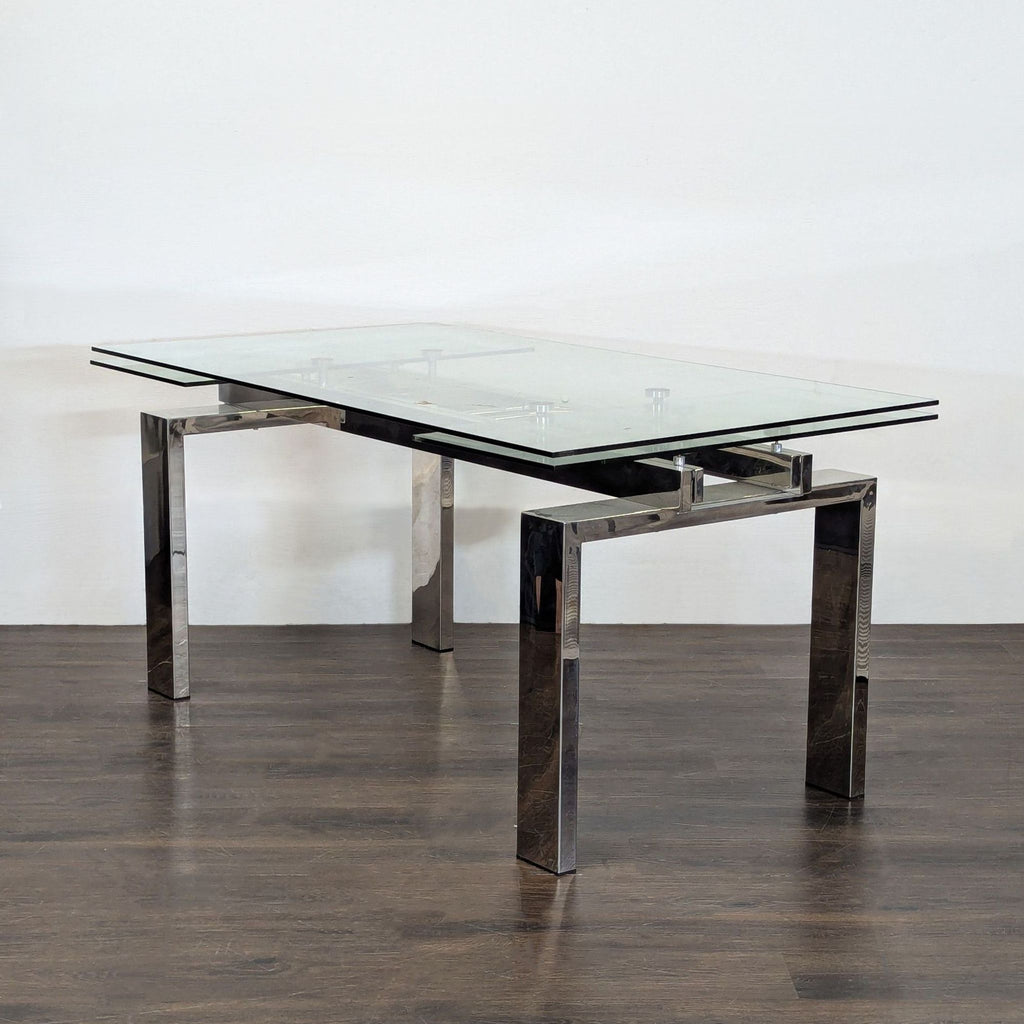 Dining table with extended length, reaching up to 94.5 inches for large gatherings.  
