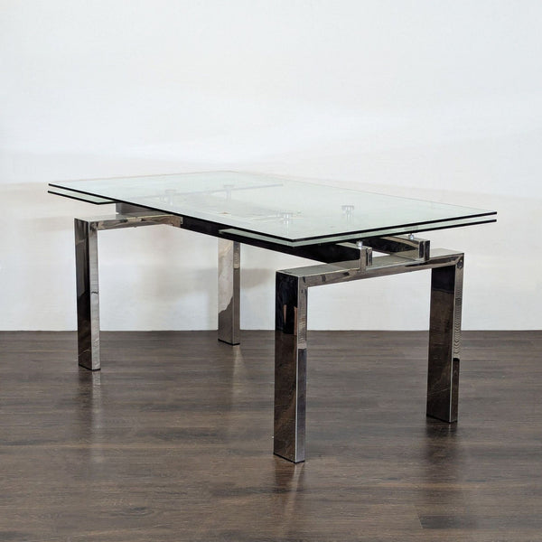 Dining table with extended length, reaching up to 94.5 inches for large gatherings.  