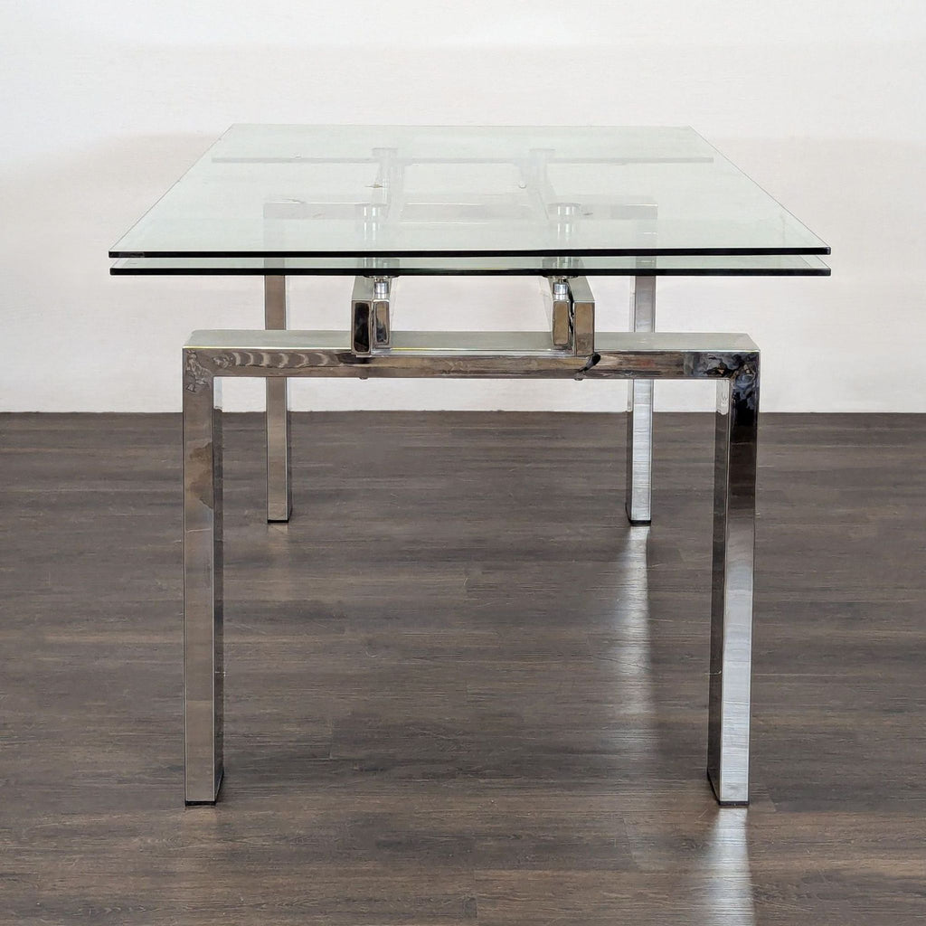 Glass and Chrome Extendable Dining Table