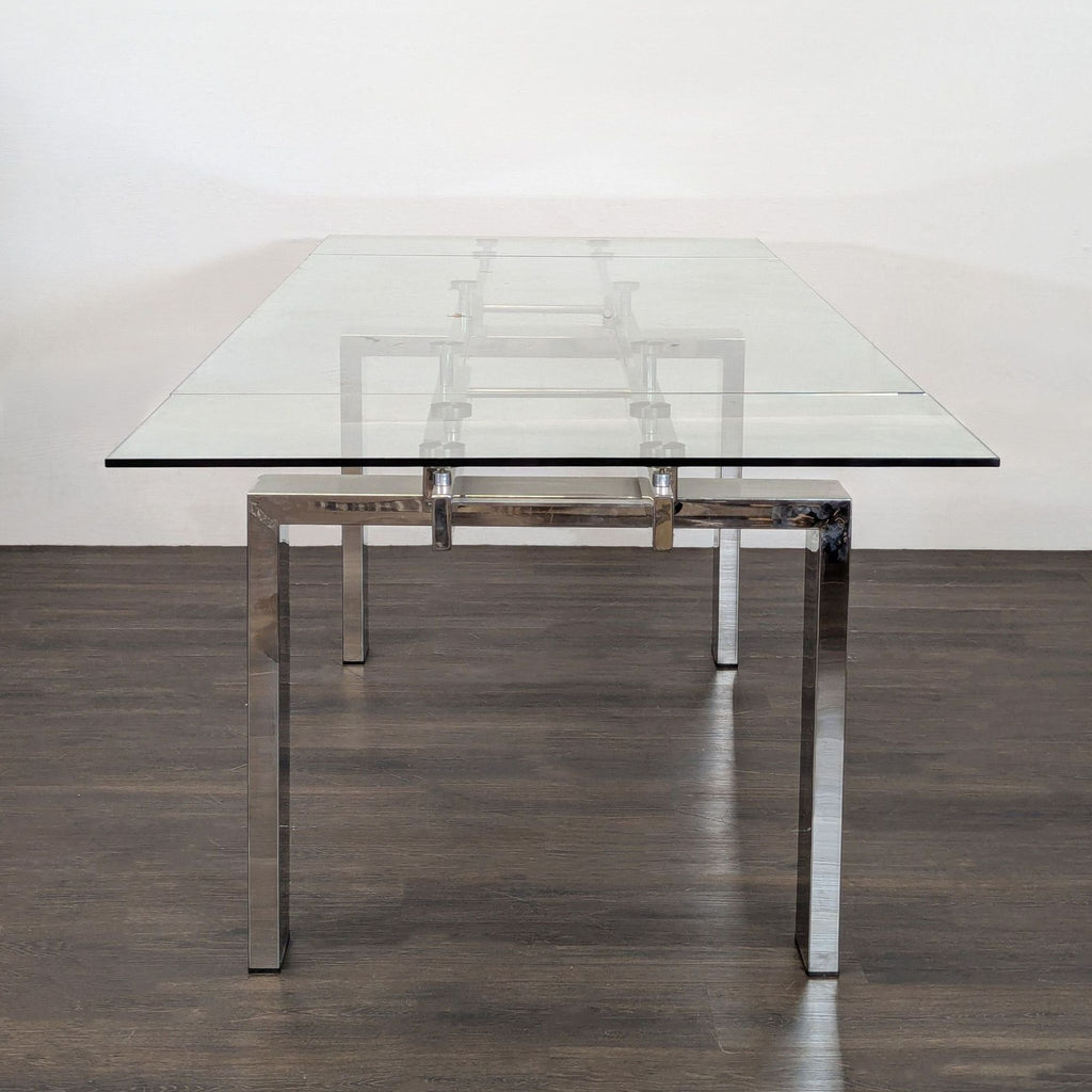 Glass and Chrome Extendable Dining Table
