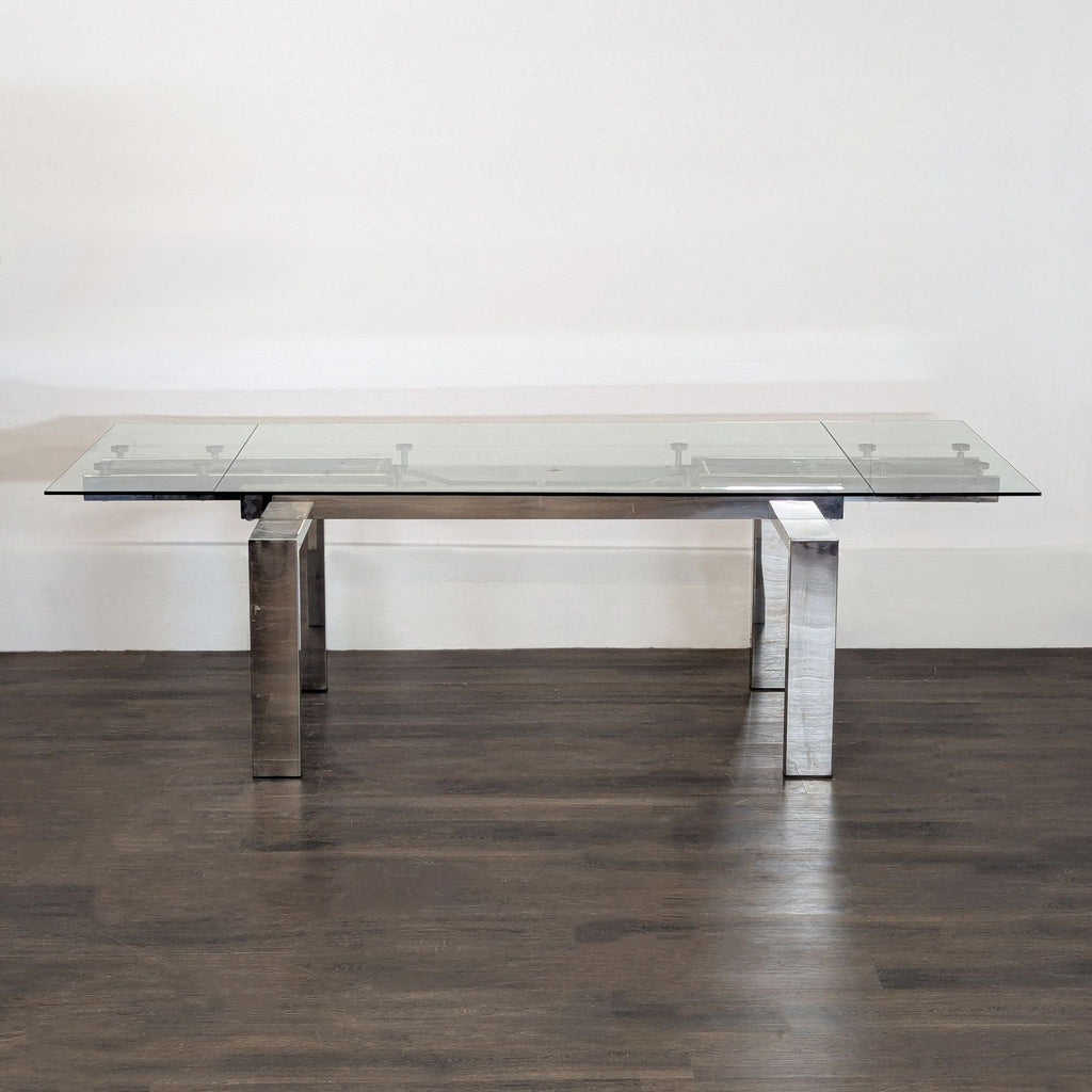 Glass and Chrome Extendable Dining Table