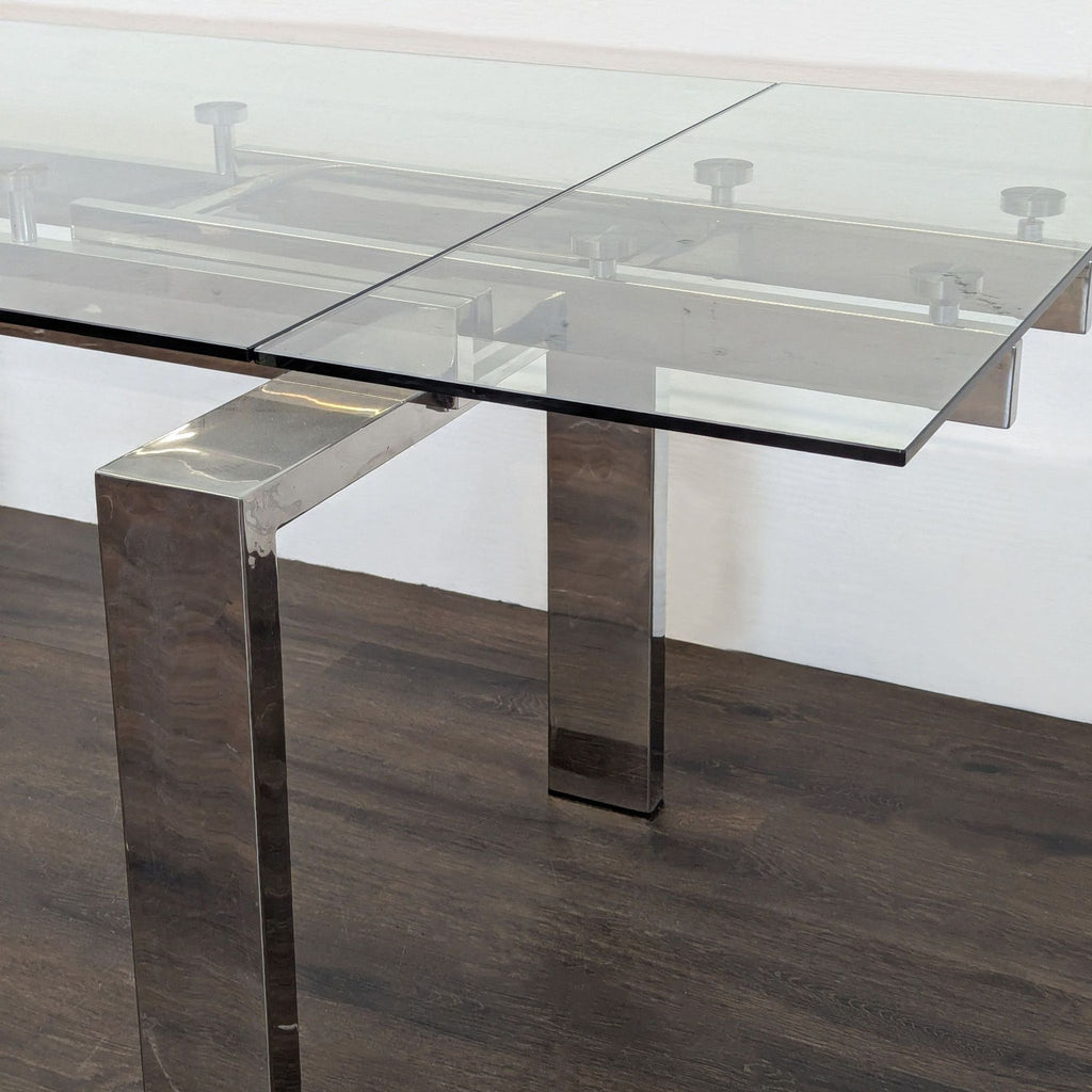 Glass and Chrome Extendable Dining Table