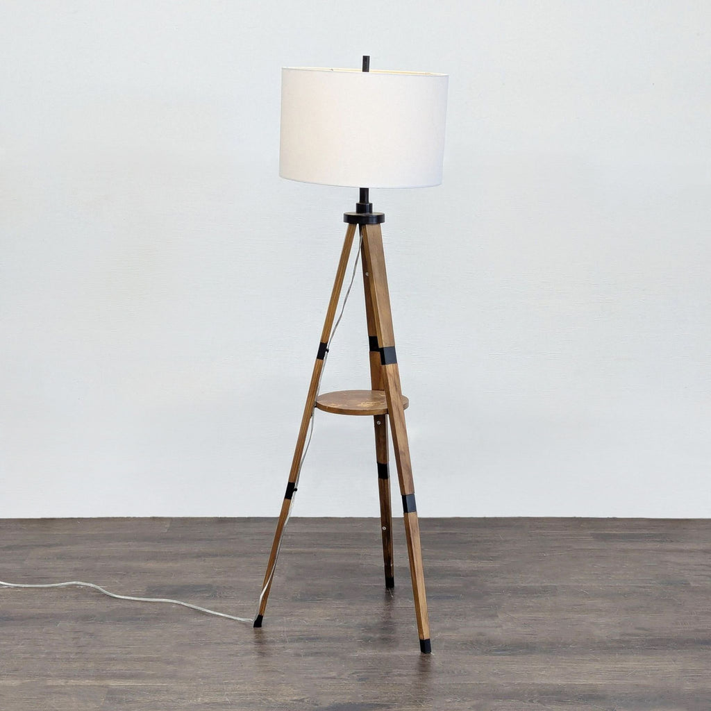 Target Tripod Floor Lamp with White Drum Shade and Shelf