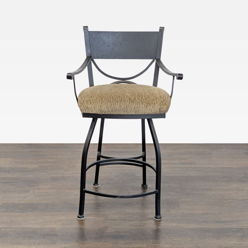 Wrought Iron Bar Stool with Upholstered Seat