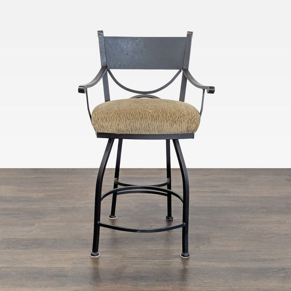 Wrought Iron Bar Stool with Upholstered Seat