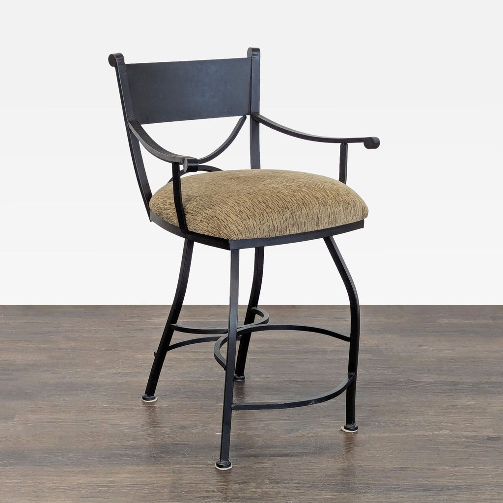 Wrought Iron Bar Stool with Upholstered Seat