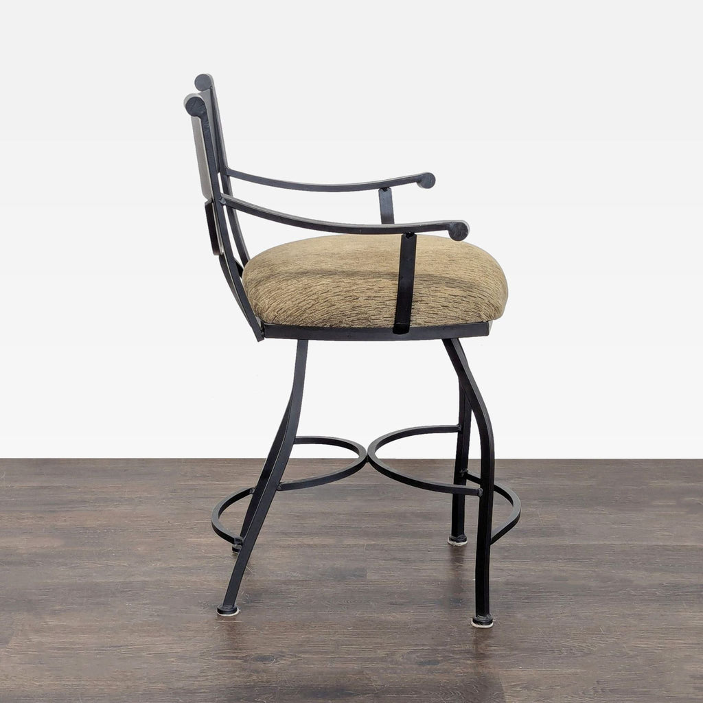 Wrought Iron Bar Stool with Upholstered Seat