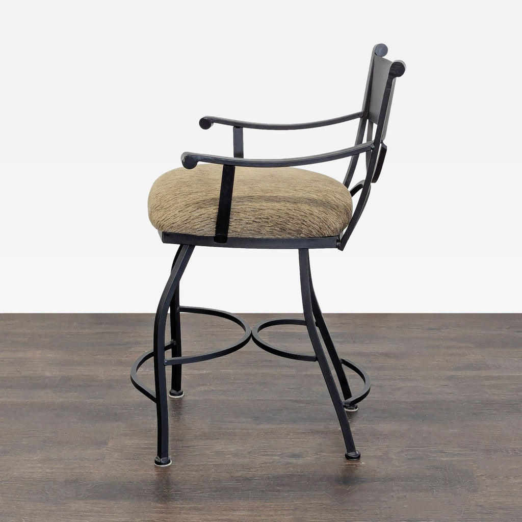 Wrought Iron Bar Stool with Upholstered Seat