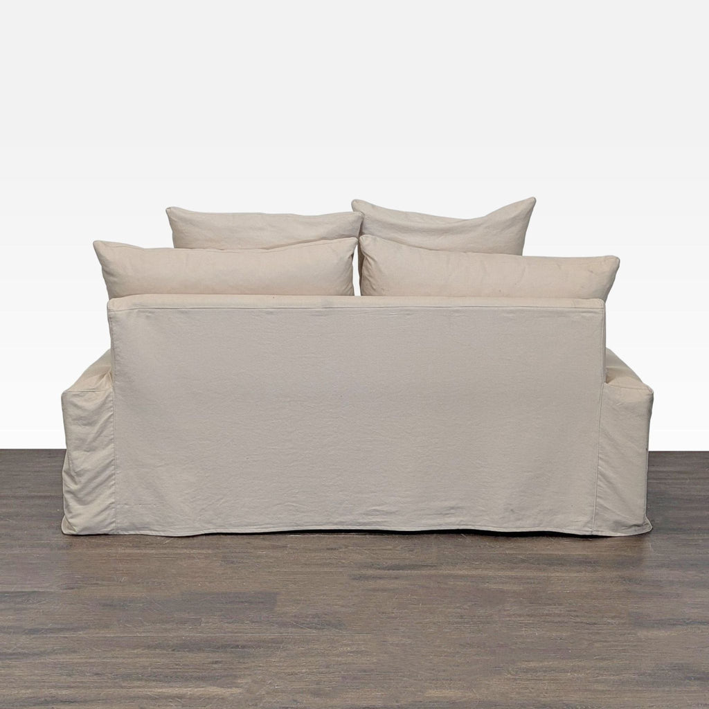 Certainly! Since the full description and images are not provided, I'll use the information you gave (Loveseat, brand is Crate & Barrel) and create three possible distinct alt texts within the 100-character limit:
