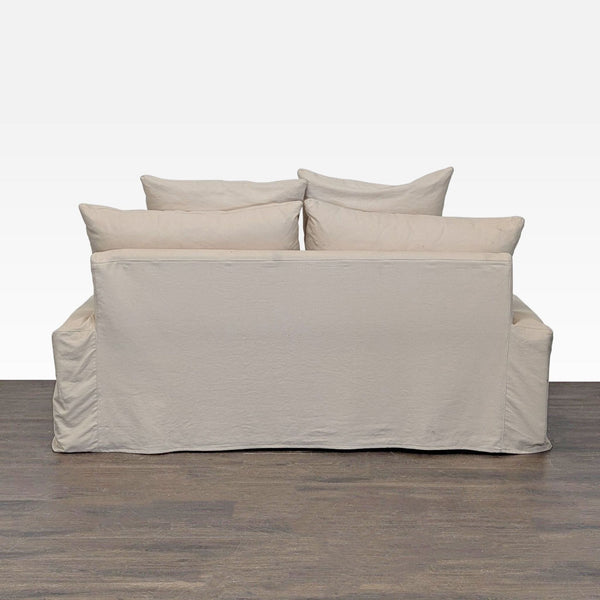 Certainly! Since the full description and images are not provided, I'll use the information you gave (Loveseat, brand is Crate & Barrel) and create three possible distinct alt texts within the 100-character limit: