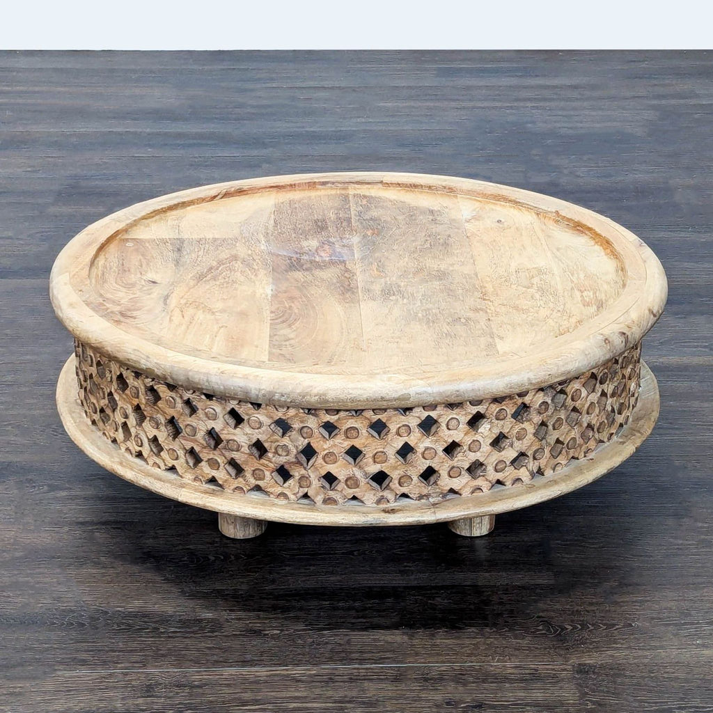 West Elm Carved Wood Coffee Table