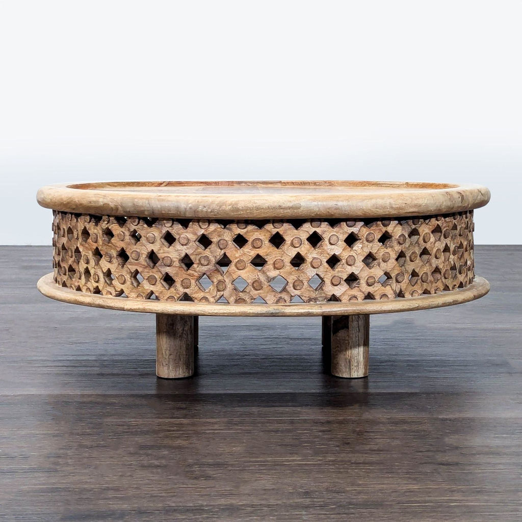 West Elm Carved Wood Coffee Table
