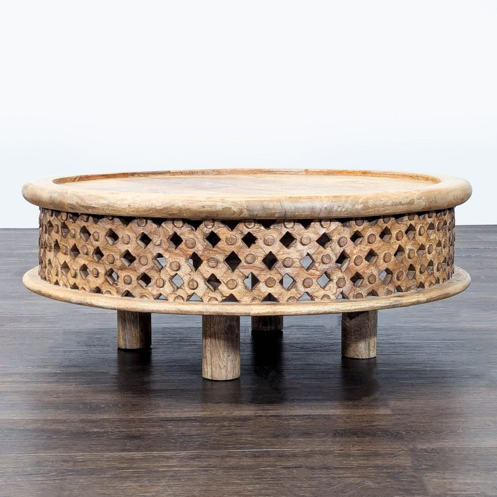 West Elm Carved Wood Coffee Table