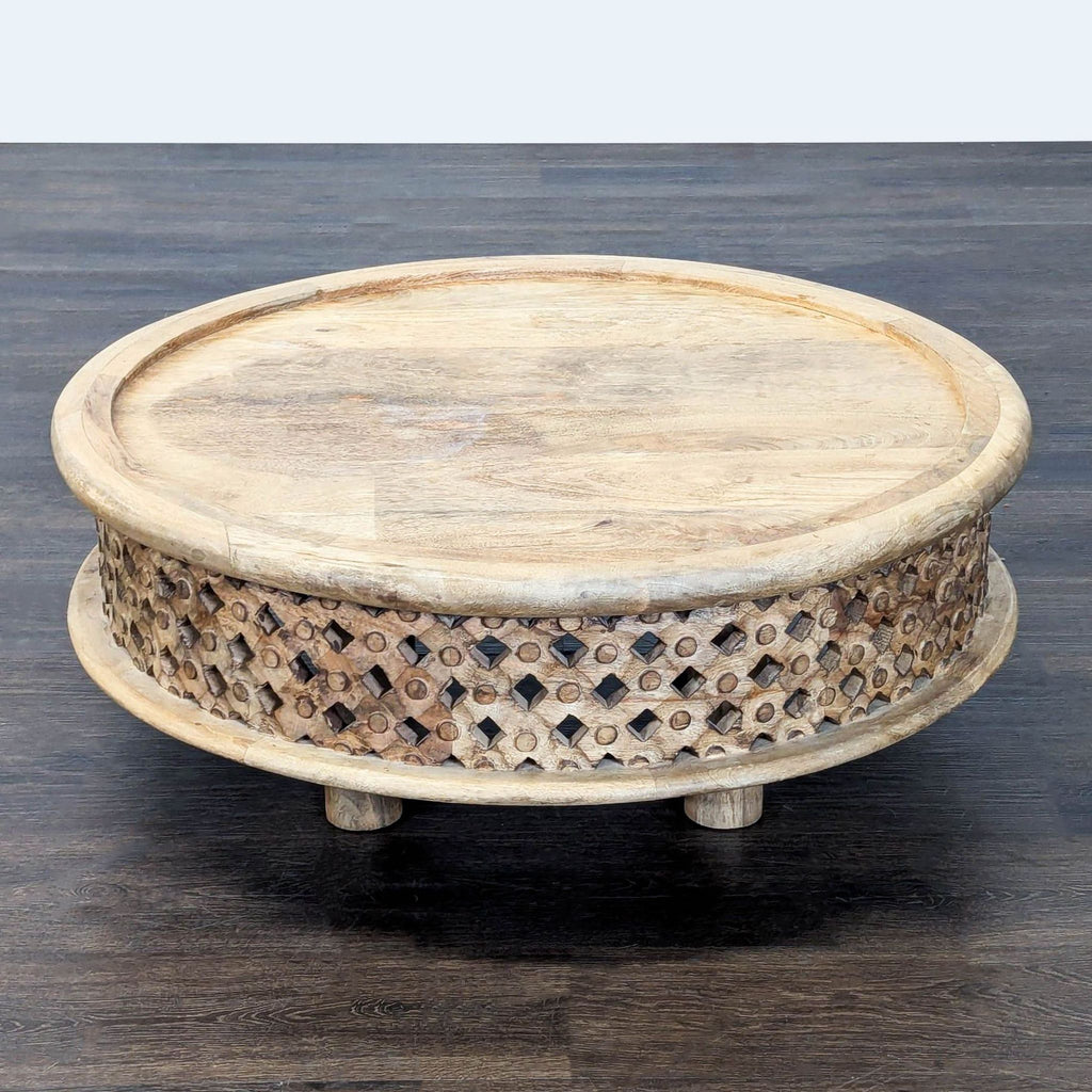 West Elm Carved Wood Coffee Table