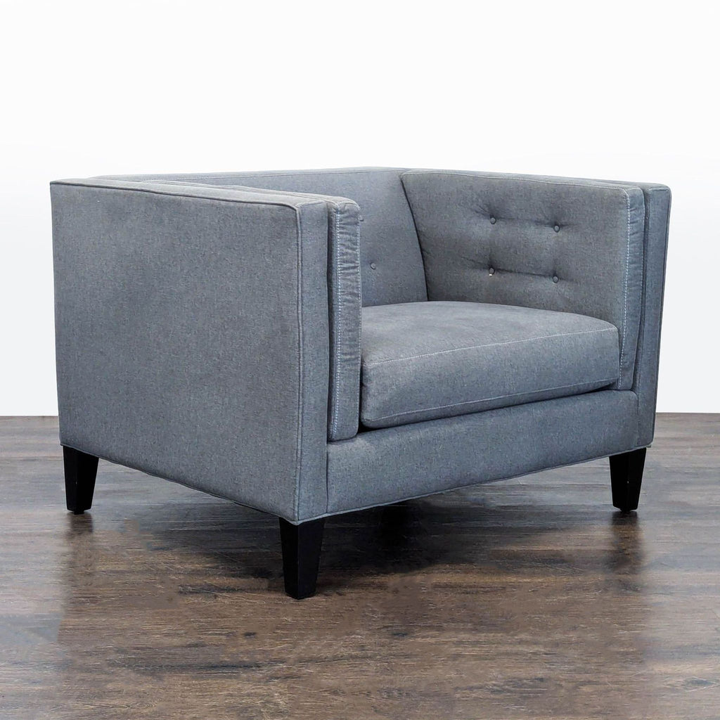 1. Modern Jonathan Louis lounge chair with plush cushions in a contemporary living room setting.