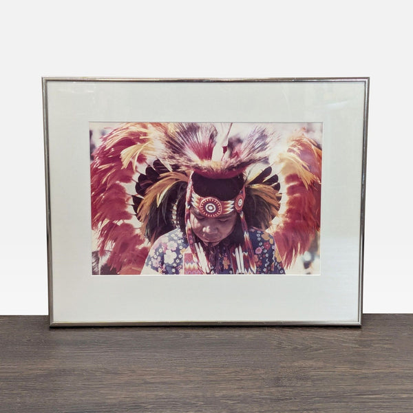 Jim Laurie Framed Native American Dance Print with Feather Headdress