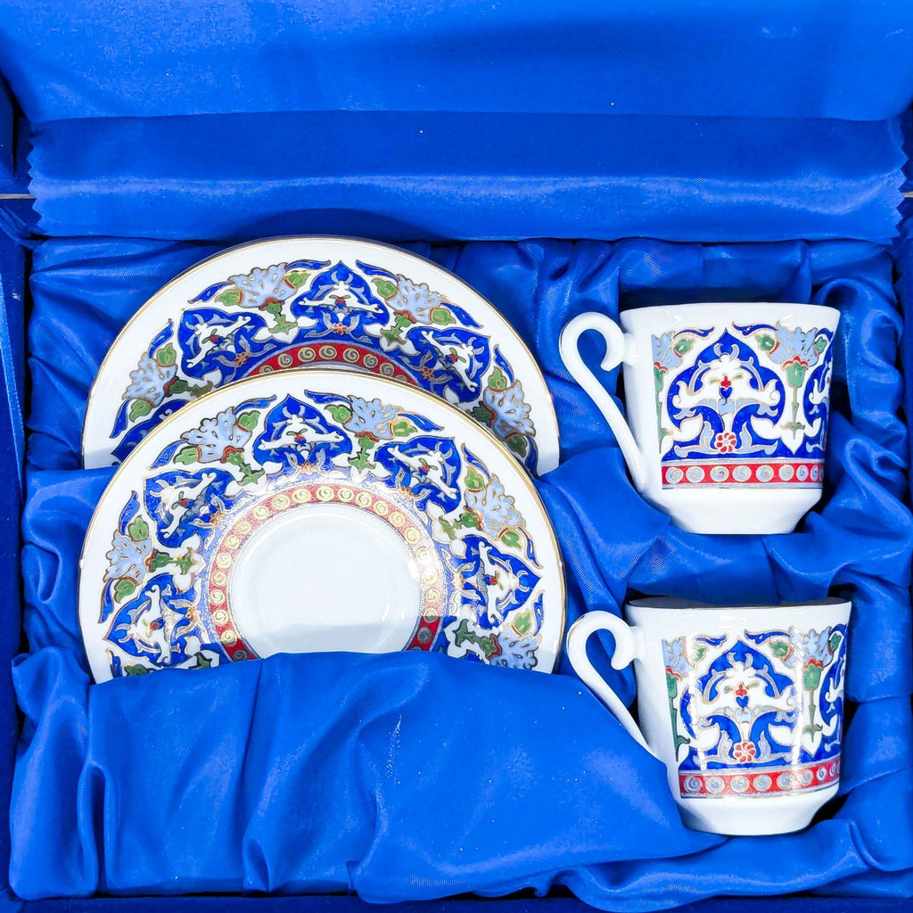 Kütahya Porselen 2-Person Porcelain Coffee Cup & Saucer Set with Gift Box