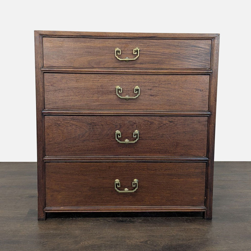 Classic Solid Wood 4-Drawer Dresser with Brass Handles