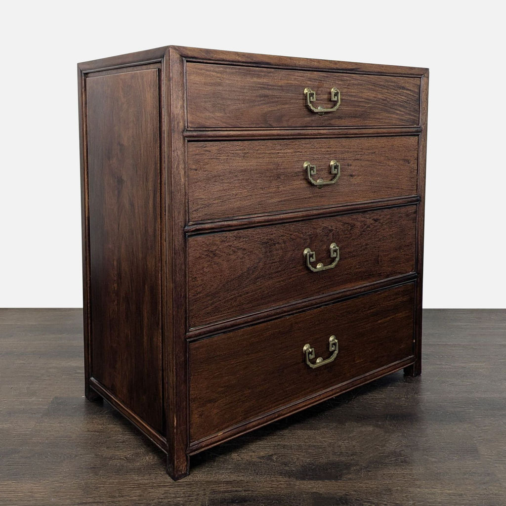 Classic Solid Wood 4-Drawer Dresser with Brass Handles