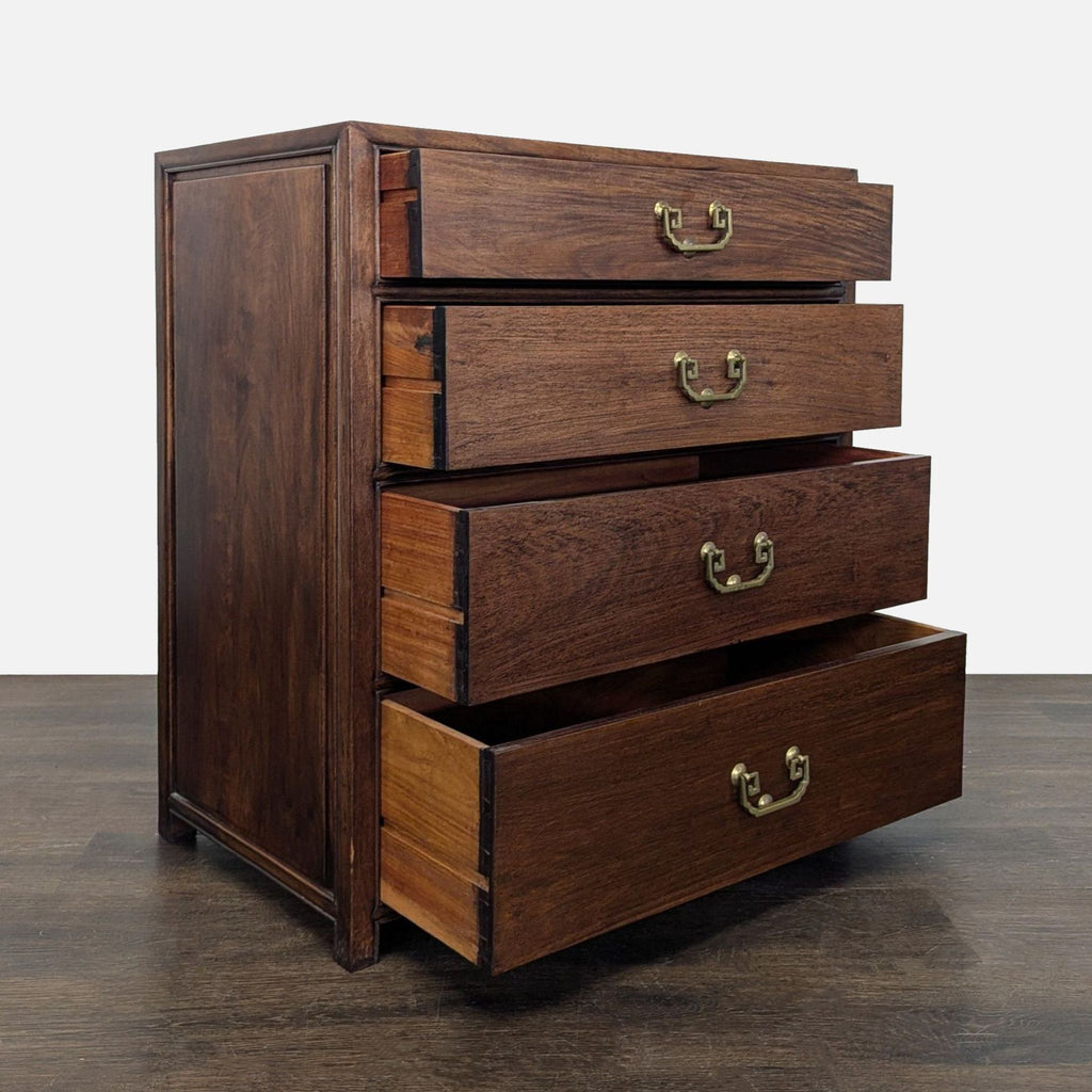 Classic Solid Wood 4-Drawer Dresser with Brass Handles