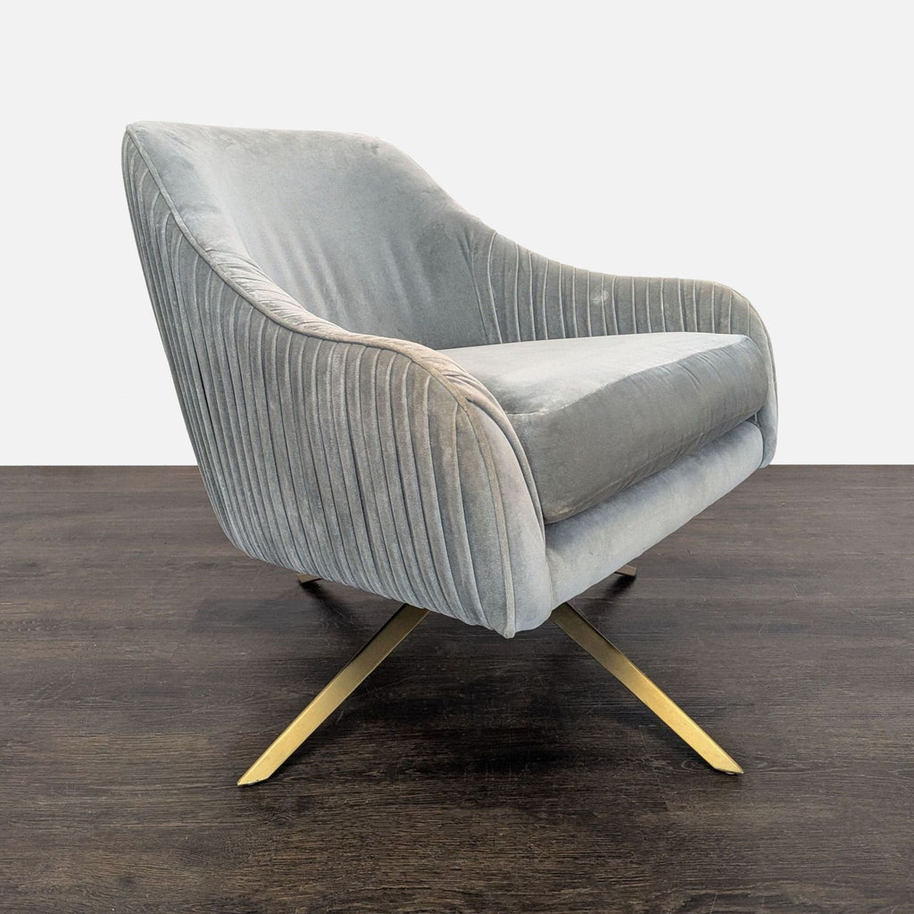 West Elm Roar & Rabbit Pleated Velvet Swivel Chair