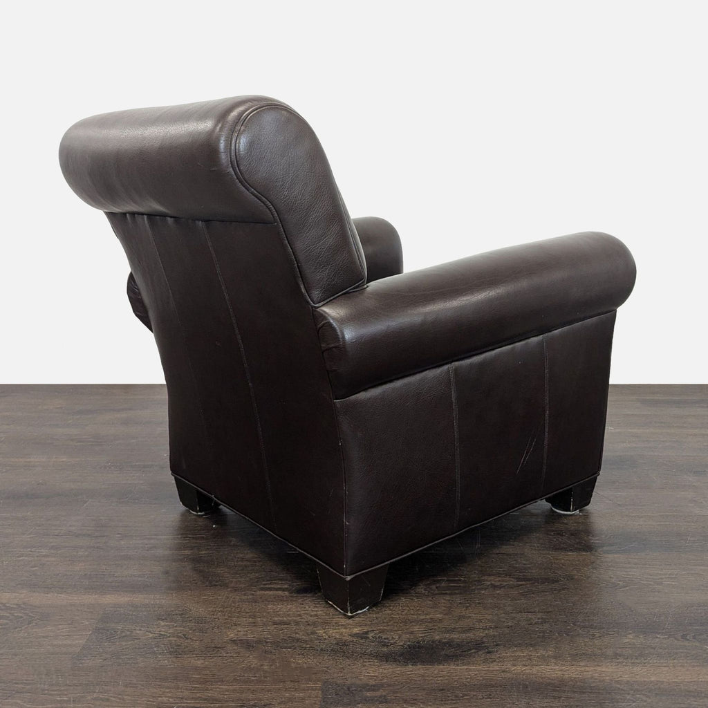 Classic Brown Leather Lounge Chair with Rolled Arms