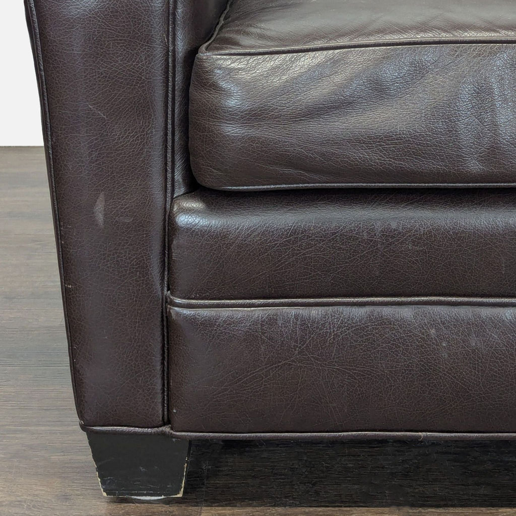 Classic Brown Leather Lounge Chair with Rolled Arms