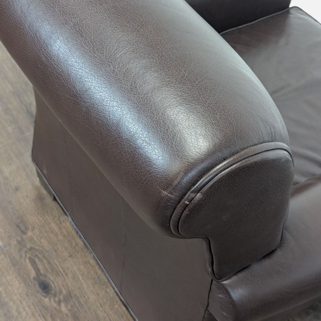 Classic Brown Leather Lounge Chair with Rolled Arms