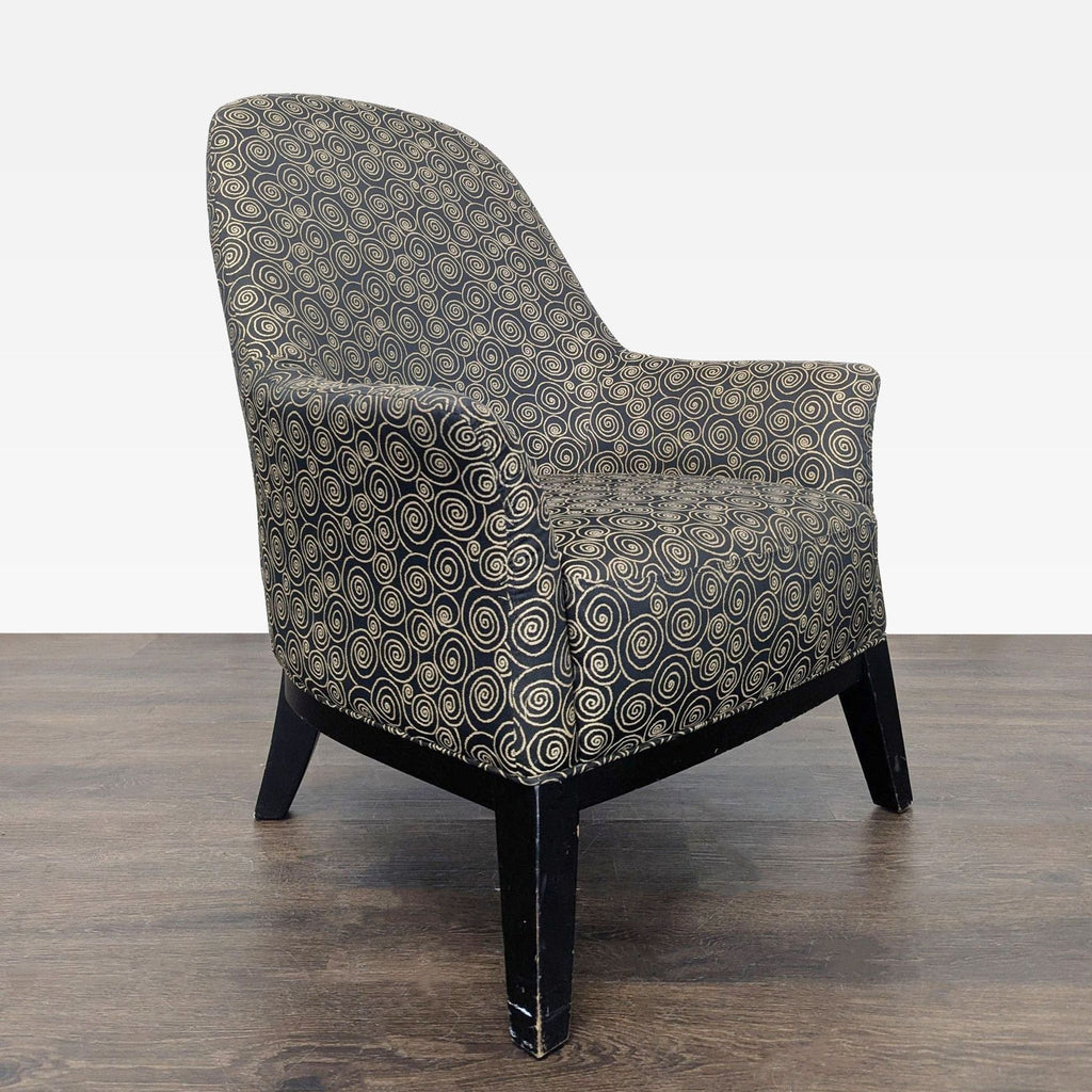 Comfortable Lounge Chair with Swirl Pattern Upholstery