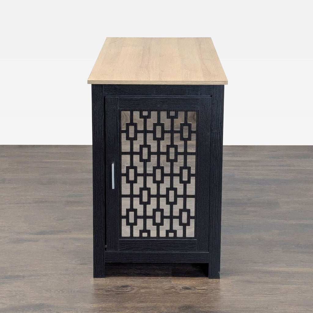 Synergy House Modern Two-Tone Desk with Storage Cabinet and Geometric Door