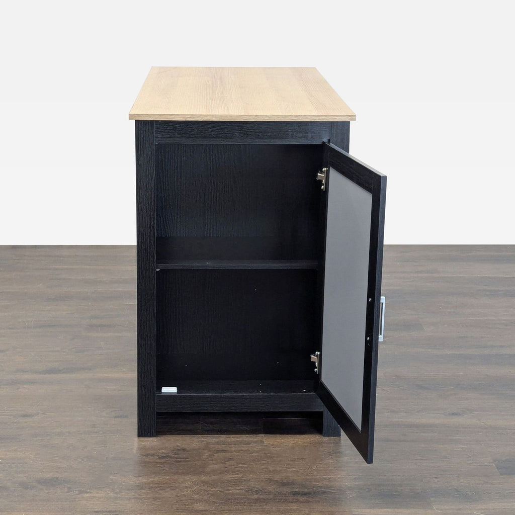 Synergy House Modern Two-Tone Desk with Storage Cabinet and Geometric Door