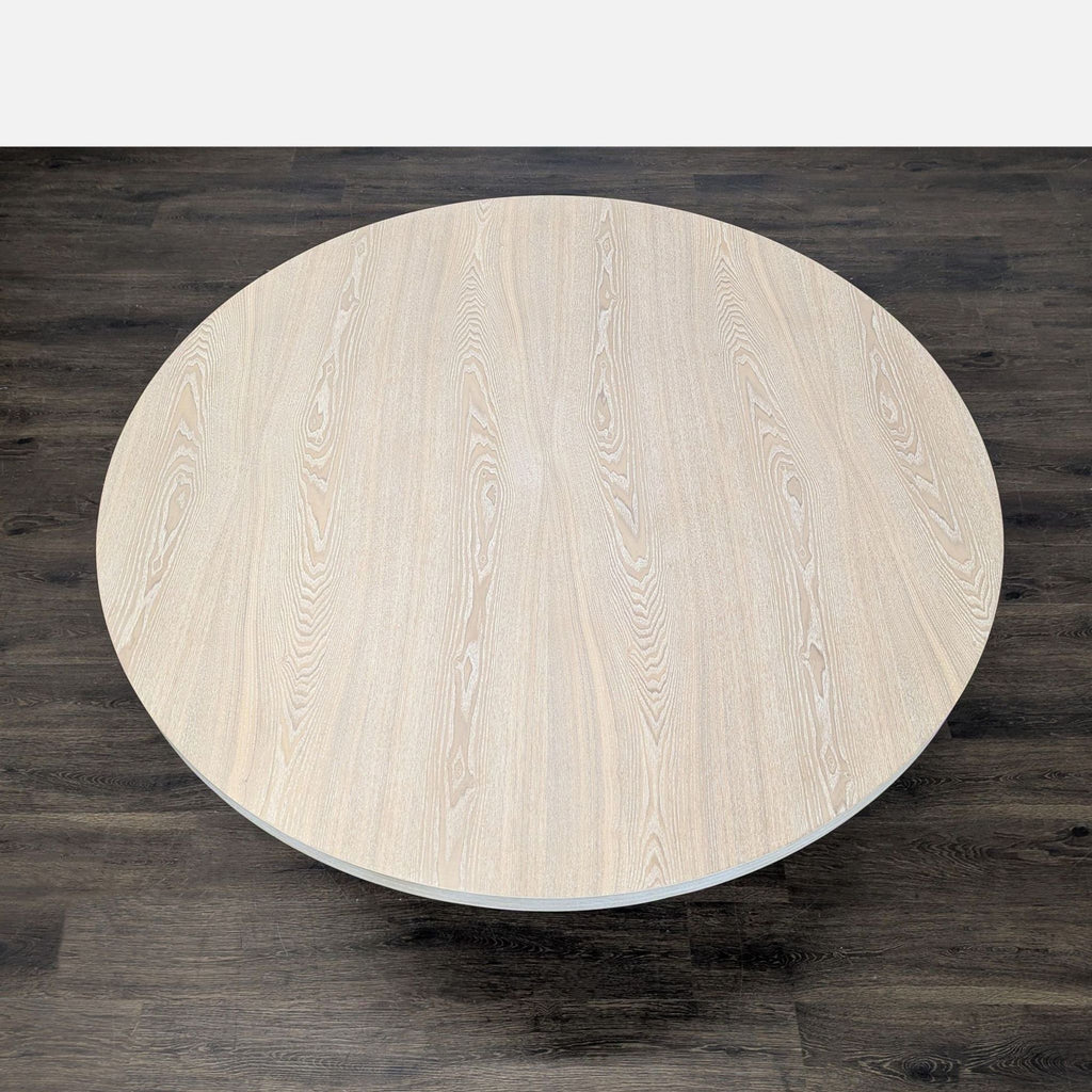 Restoration Hardware/Kathy Kuo Home 5-Piece Round Dining Set, Light Wood & Cream Chairs