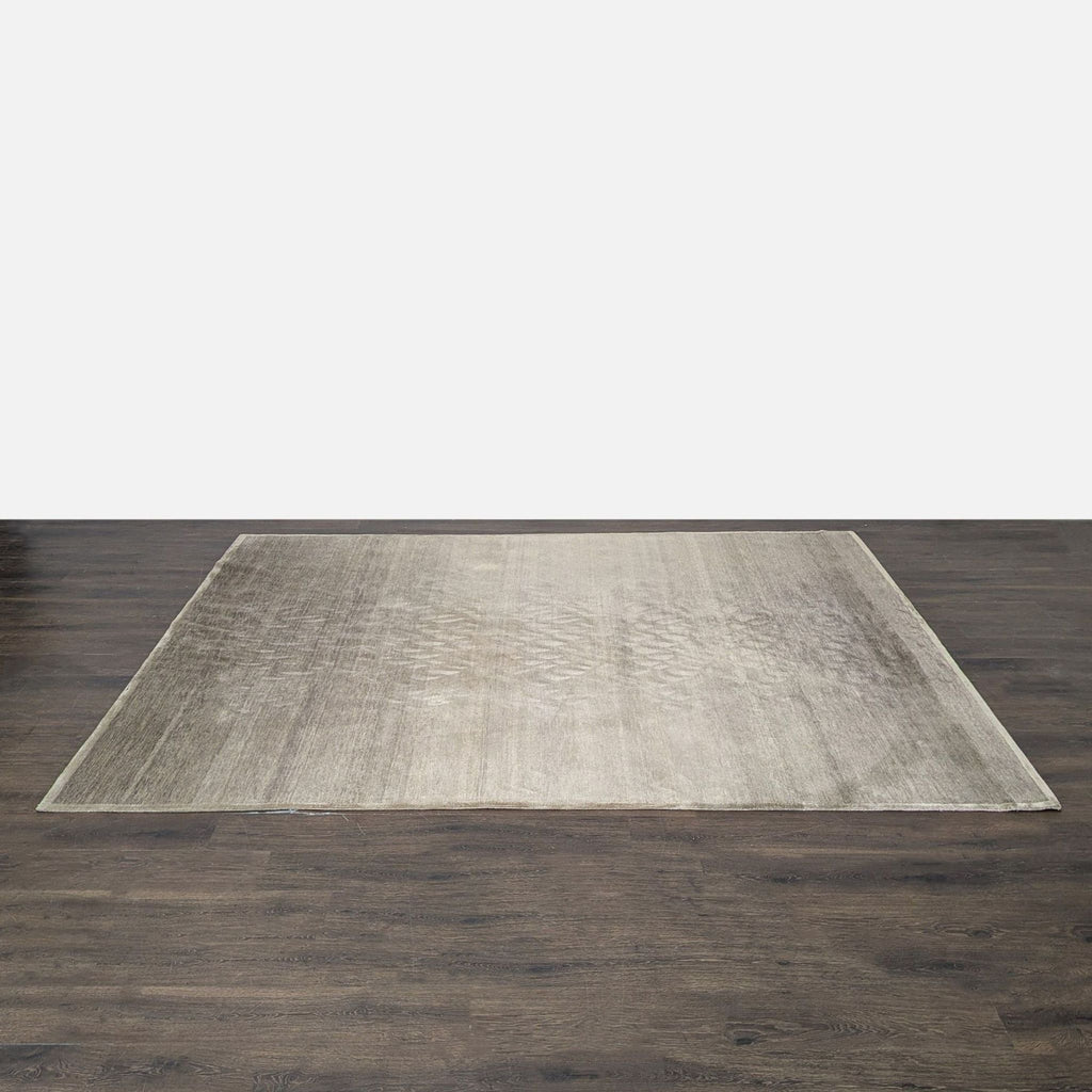 Erbil Tezcan Modern Shades of Silver Wool and Silk Area Rug
