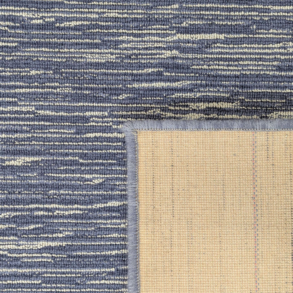 Modern Blue and Beige Area Rug - Textured Pattern, Large Size