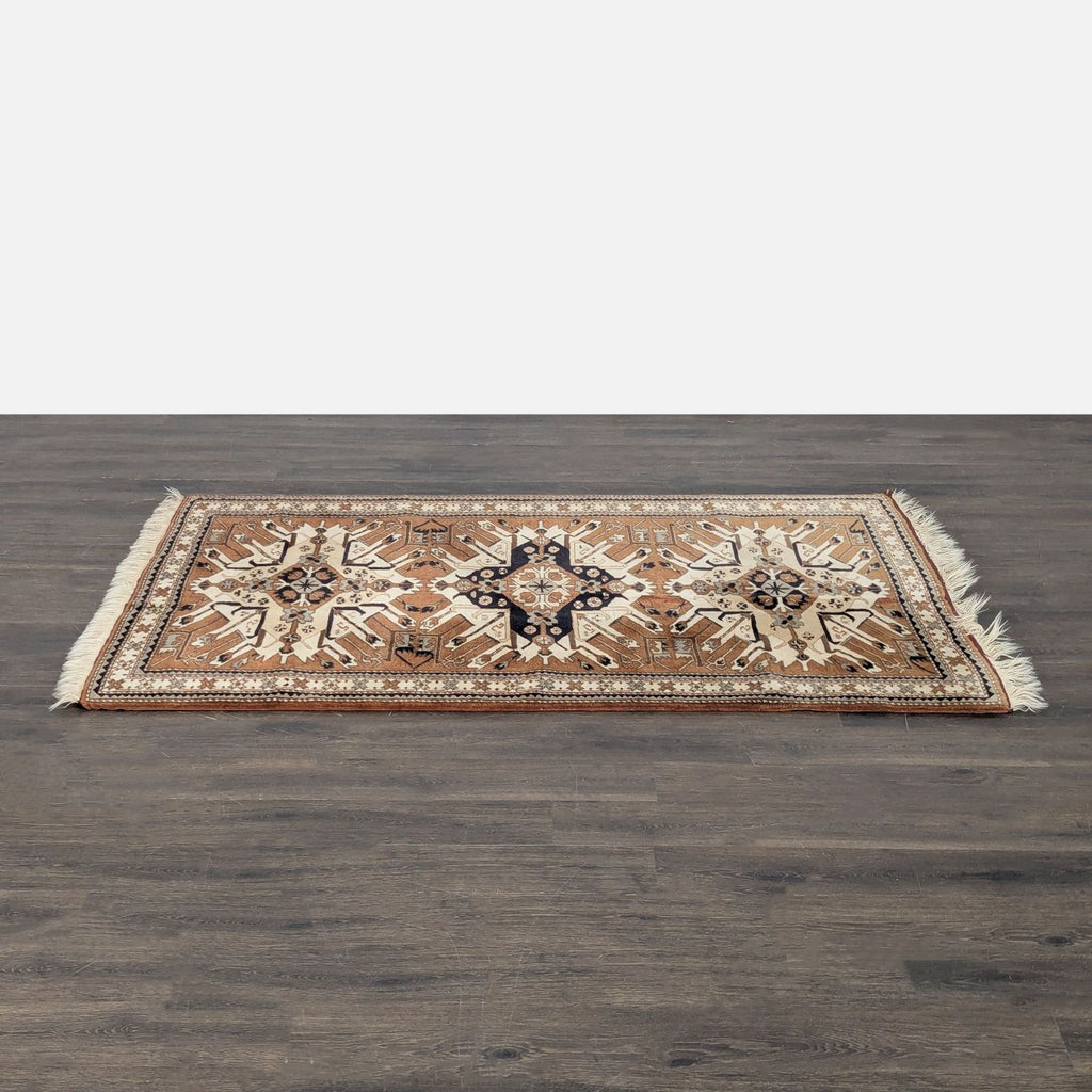 Traditional Patterned Area Rug – Brown, Beige & Black – Geometric Design